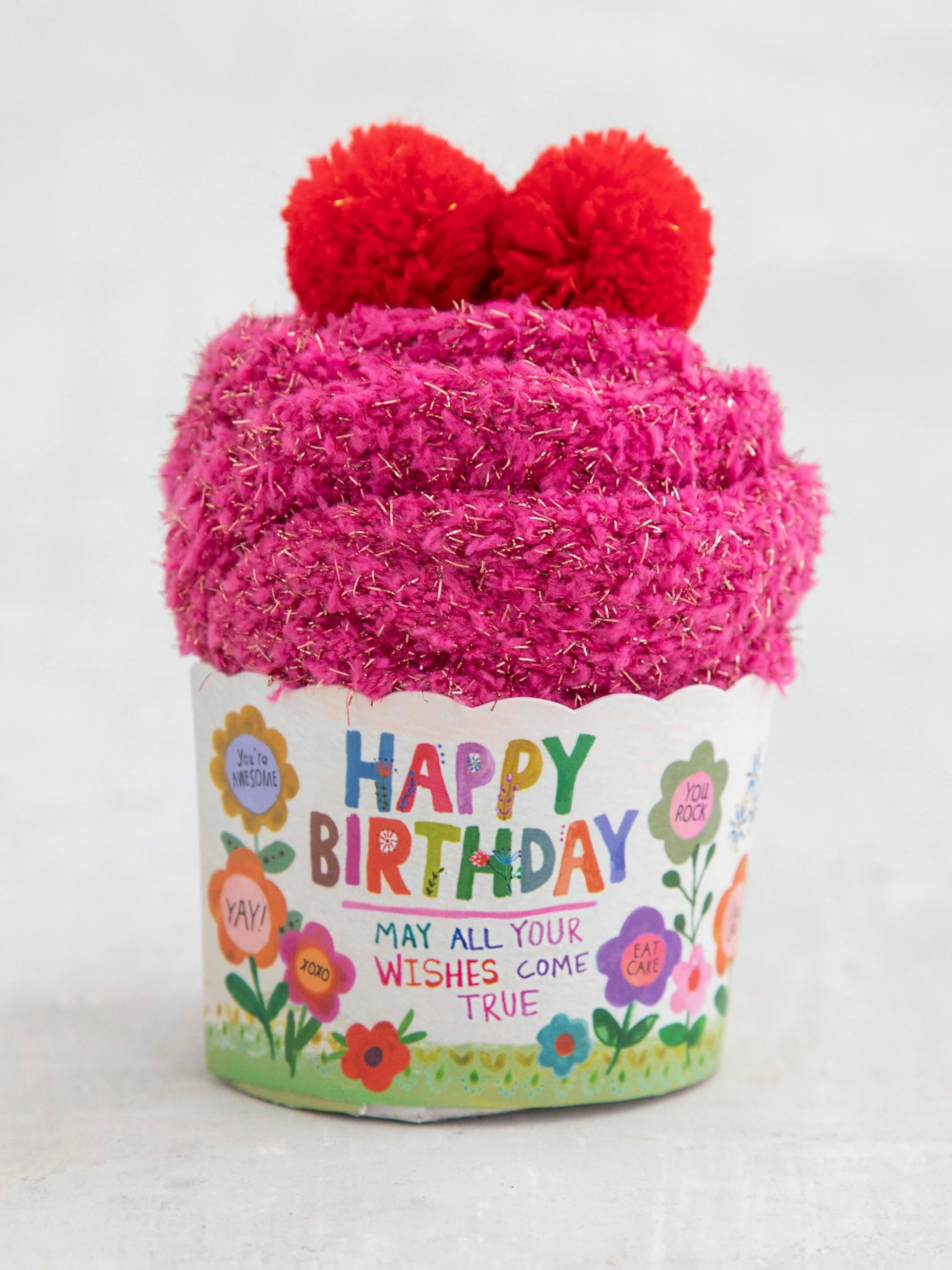 Natural Life Cozy Cupcake Socks - Red Happy Birthday 4 Natural Life Cozy Cupcake Socks - Red Happy Birthday - Image 2