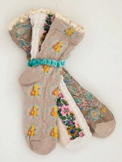 Natural Life Blossom Socks & Scrunchie, Set Of 3 - Ash