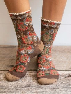 Natural Life Blossom Socks & Scrunchie, Set Of 3 - Rust -Natural Life Shop SOCK000055 4