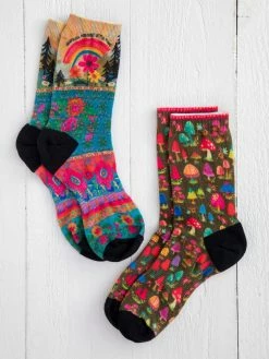 Natural Life Printed Weekend Sock Set, Set Of 2 - Grateful