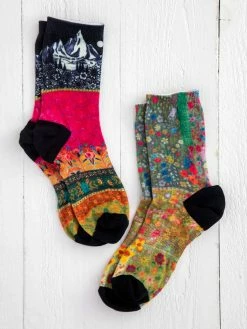 Natural Life Printed Weekend Sock Set, Set Of 2 - Mountains Are Calling