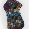 Natural Life Blossom Ankle Socks & Scrunchie, Set Of 3 - Dark Floral