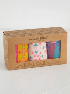 Natural Life Boxed Boho Sock, Set Of 3 - Cream Floral -Natural Life Shop SOCK183 1 30b3e4a8 4df2 4d29 899e 9c512b9b8e1c