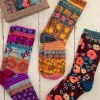 Natural Life Boxed Boho Sock, Set Of 3 - Cocoa Floral -Natural Life Shop SOCK185 3