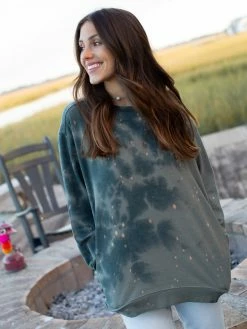 Natural Life Tie-Dye Sweatshirt - Sage -Natural Life Shop SWTR267 hoverweeds