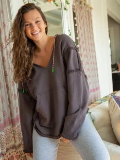 Natural Life Weekend Hoodie Sweatshirt - Washed Charcoal 10 Natural Life Weekend Hoodie Sweatshirt - Washed Charcoal -Natural Life Shop SWTR326 HOVER