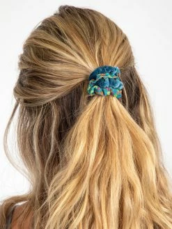 Natural Life Print And Velvet Scrunchies, Set Of 5 - Sage -Natural Life Shop Skinny Printed and Velvet Scrunchies Sage A4