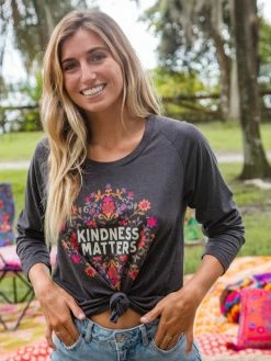 Natural Life Long Sleeve Boho Tee Shirt - Kindness Matters