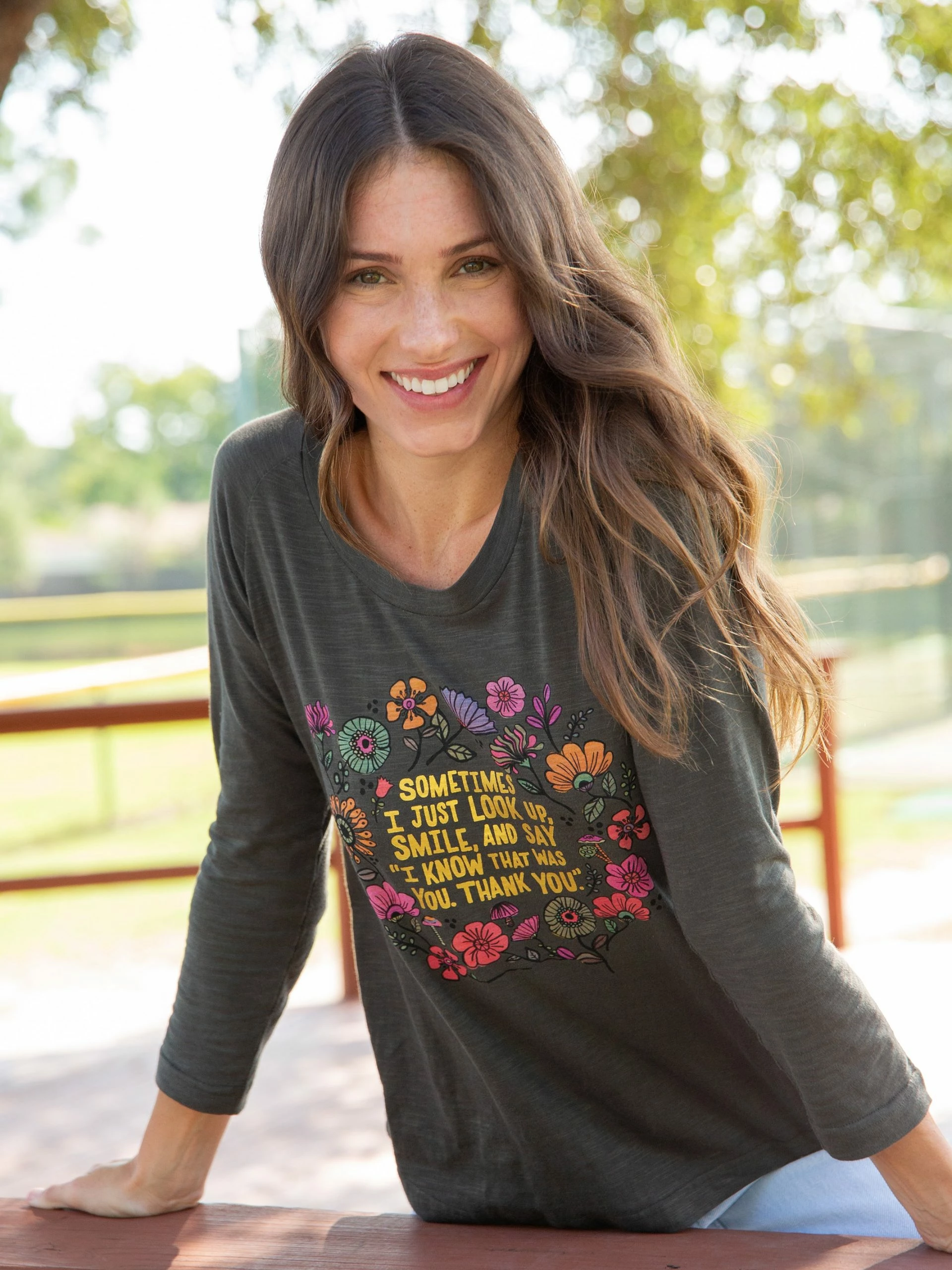 Natural Life Long Sleeve Boho Tee Shirt - Look Up And Smile 4 Natural Life Long Sleeve Boho Tee Shirt - Look Up And Smile - Image 2