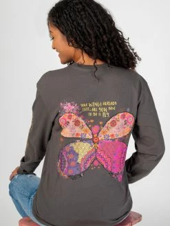Natural Life Long Sleeve Comfy Tee Shirt - Wings Exist -Natural Life Shop TEE829