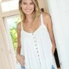 Natural Life Relaxed Button Down Tank Top - Ivory 1 Natural Life Relaxed Button Down Tank Top - Ivory -Natural Life Shop TOP1038
