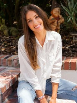 Natural Life Lived In Button Down Shirt - Off White -Natural Life Shop TOP659