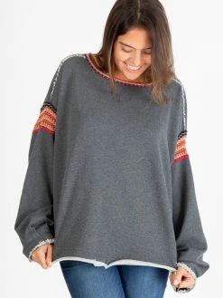 Natural Life Shop -Natural Life Shop Trim Sweatshirt 20Charcoal A1
