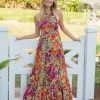 Natural Life Halle Printed Halter Maxi Dress - Fuschia Floral -Natural Life Shop VP3A0306