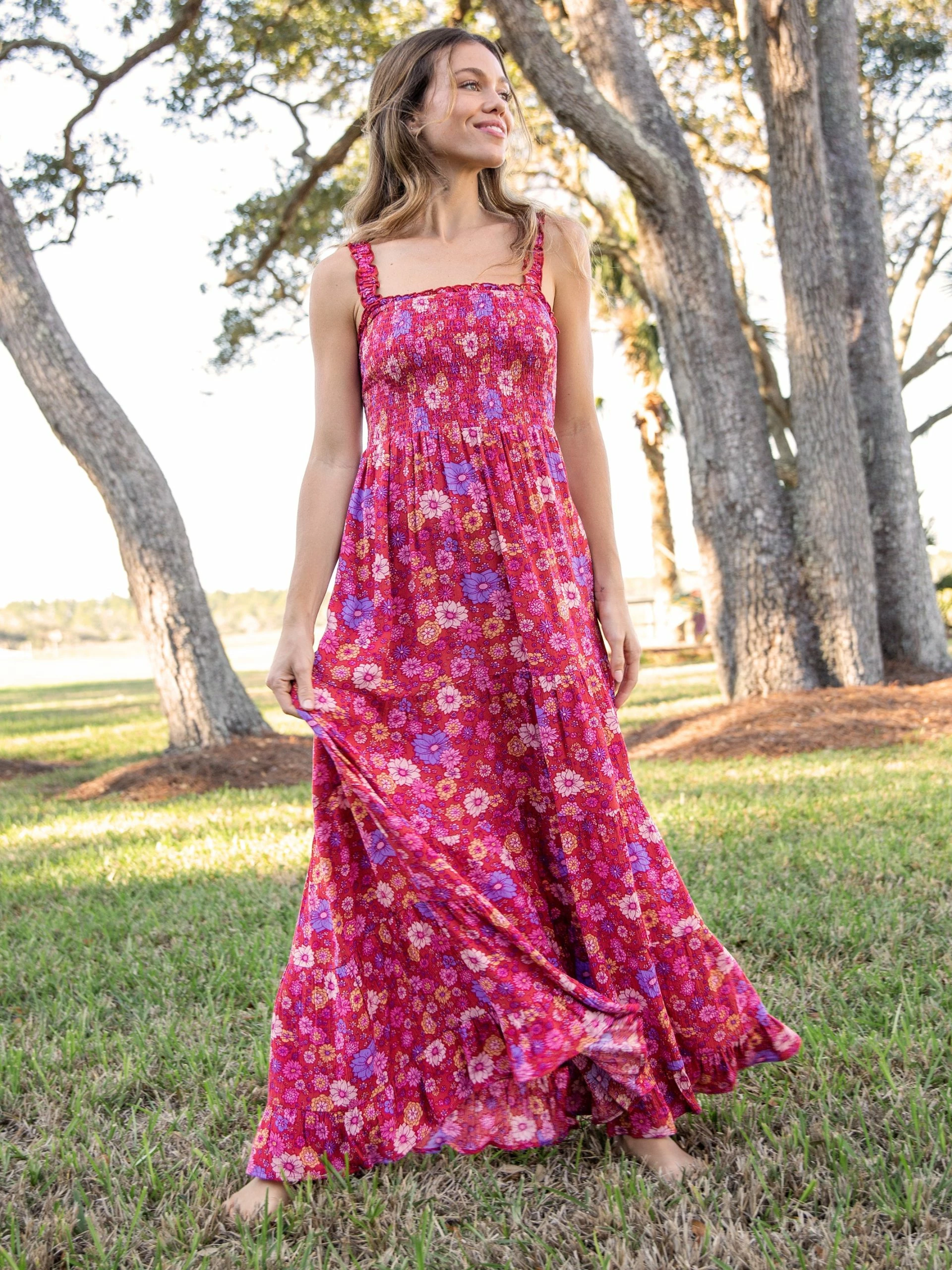 Natural Life Darcy Maxi Dress - Pink Retro Floral 3 Natural Life Darcy Maxi Dress - Pink Retro Floral
