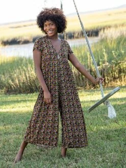 Natural Life Avery Wide-Leg Jumpsuit - Black Branches -Natural Life Shop VP3A0750