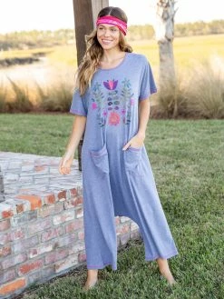 Natural Life Nomad Knit Printed Jumpsuit - Folk Flower