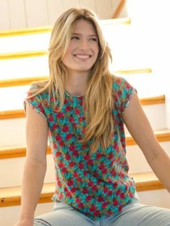 Natural Life Lily Printed Knit Tee Shirt - Red Turquoise Floral 8 Natural Life Lily Printed Knit Tee Shirt - Red Turquoise Floral -Natural Life Shop VP3A1041