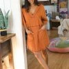 Natural Life Charlie V-Neck Dress - Burnt Orange -Natural Life Shop VP3A2783