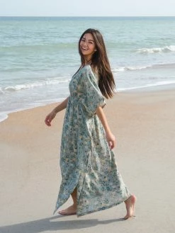 Natural Life Sanibel Kaftan Dress - Sage Green Floral 10 Natural Life Sanibel Kaftan Dress - Sage Green Floral -Natural Life Shop VP3A4286