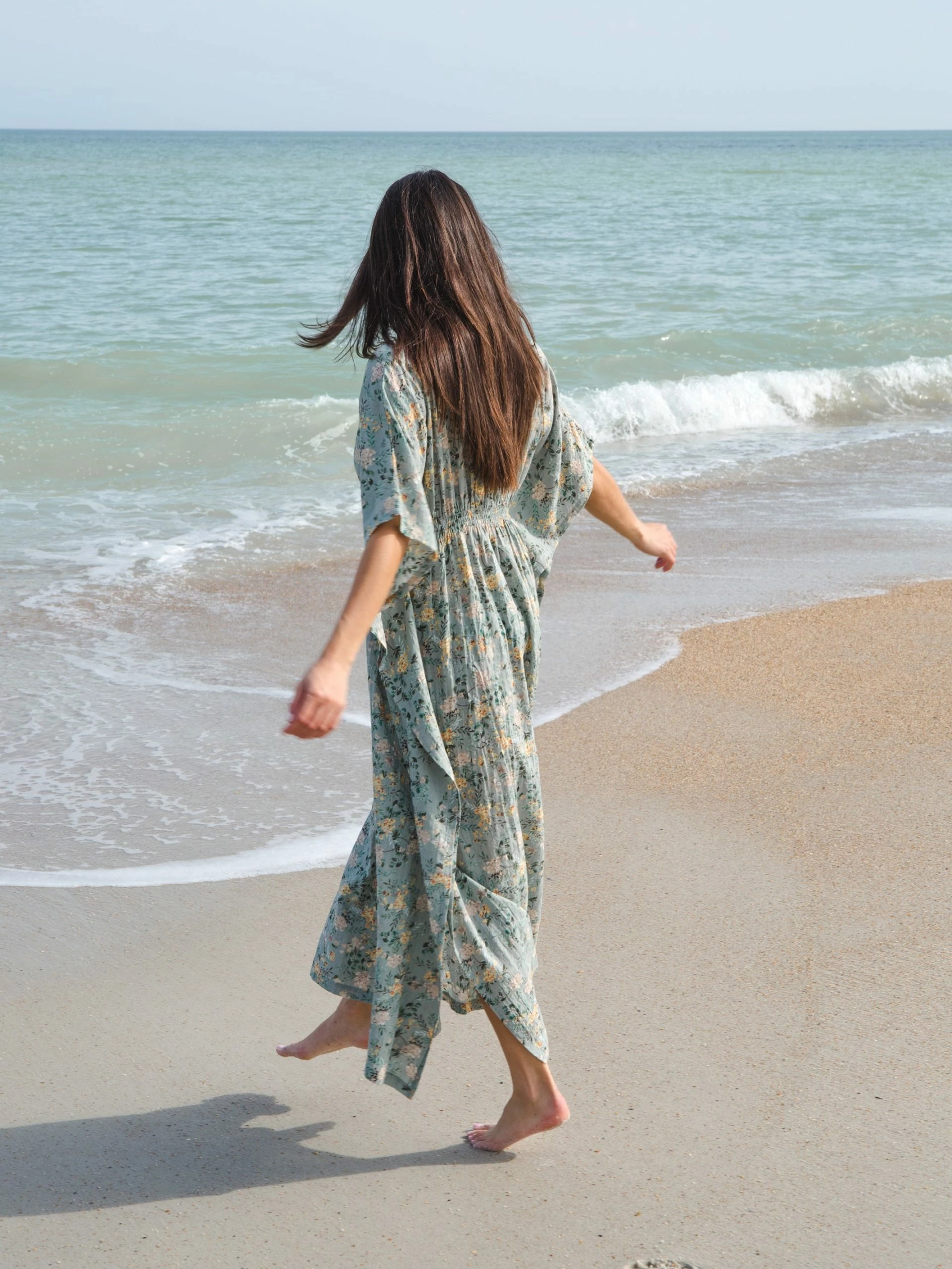 Natural Life Sanibel Kaftan Dress - Sage Green Floral 6 Natural Life Sanibel Kaftan Dress - Sage Green Floral - Image 4