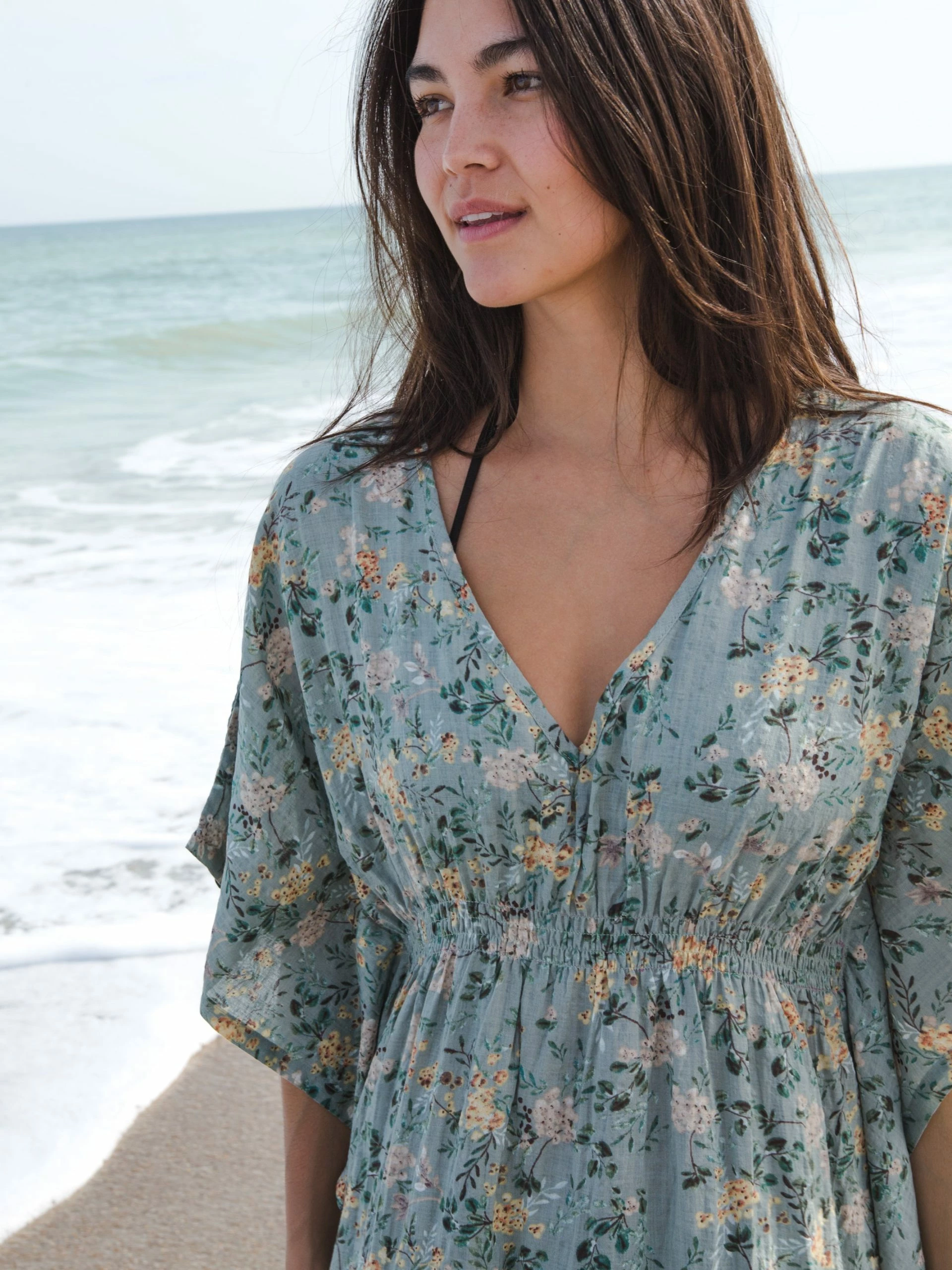 Natural Life Sanibel Kaftan Dress - Sage Green Floral 4 Natural Life Sanibel Kaftan Dress - Sage Green Floral - Image 2