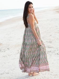 Natural Life Madi Long Slip Dress - Light Green Floral Border 9 Natural Life Madi Long Slip Dress - Light Green Floral Border -Natural Life Shop VP3A5418