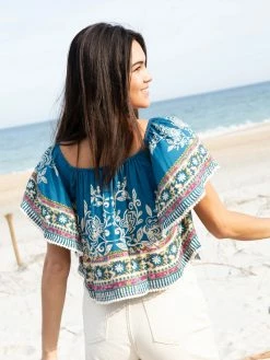 Natural Life Sabrina Crop Top - Navy Borders -Natural Life Shop VP3A5480 20copy