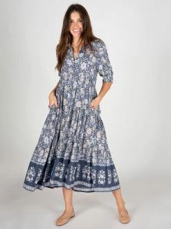 Natural Life Rebecca Tiered Dress - Navy Grey Floral -Natural Life Shop VP3A6027