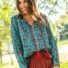 Natural Life Francesca Cotton Blouse - Turquoise -Natural Life Shop VP3A6434