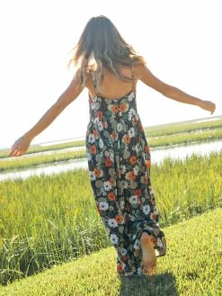 Natural Life Patti Jumpsuit Orange - Purple Daisies