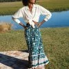 Natural Life Meadow Smocked Midi Skirt - Teal Border -Natural Life Shop VP3A7009