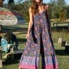 Natural Life Zoe Wide-Leg Jumpsuit - Charcoal Blue Border -Natural Life Shop VP3A7115
