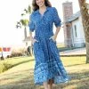 Natural Life Rebecca Tiered Dress - Blue Border -Natural Life Shop VP3A7243