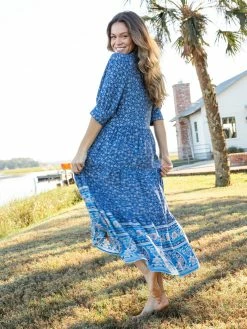 Natural Life Rebecca Tiered Dress - Blue Border 9 Natural Life Rebecca Tiered Dress - Blue Border -Natural Life Shop VP3A7252