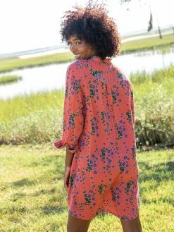 Natural Life Georgia Gauze Shirt Dress - Red Green Floral -Natural Life Shop VP3A8015