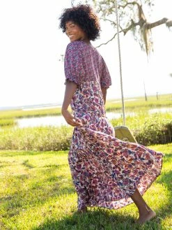 Natural Life Collette Tiered Maxi Dress - Pink Floral Paisley