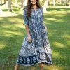 Natural Life Rebecca Tiered Dress - Navy Grey Floral