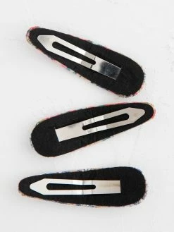 Natural Life Velvet Floral Hair Clips, Set Of 3 -Natural Life Shop Velvet Hair Clips Set 20Eggplant A3