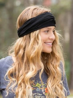 Natural Life Solid Boho Bandeau® Headband - Black -Natural Life Shop black boho bandeau A3