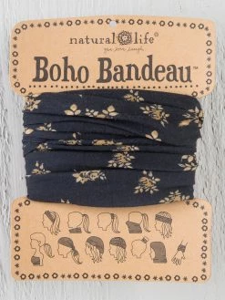 Natural Life Full Boho Bandeau® Headband - Black Cream Floral -Natural Life Shop black cream floral boho bandeau