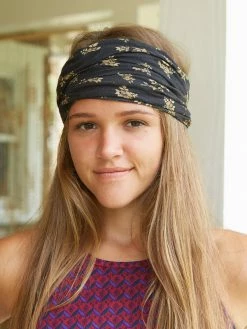 Natural Life Full Boho Bandeau® Headband - Black Cream Floral