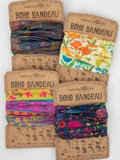 Natural Life Full Boho Bandeau® Headband - Lime Purple Borders