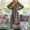 Natural Life Cooper Flannel Shirt Dress - Navy Rust Plaid -Natural Life Shop cooper