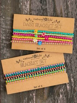 Natural Life Beaded Bracelet, Set Of 6 - Daisies