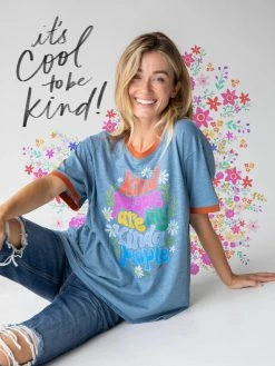Natural Life Ringer Oversized Tee Shirt - Kind People